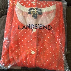 Lands' End Red Polka Dot Cardigan